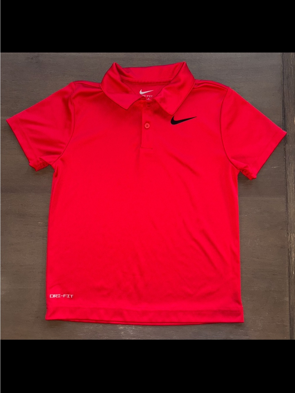 Nike Red Short-Sleeve Dri-FIT Polo with Black Swoosh